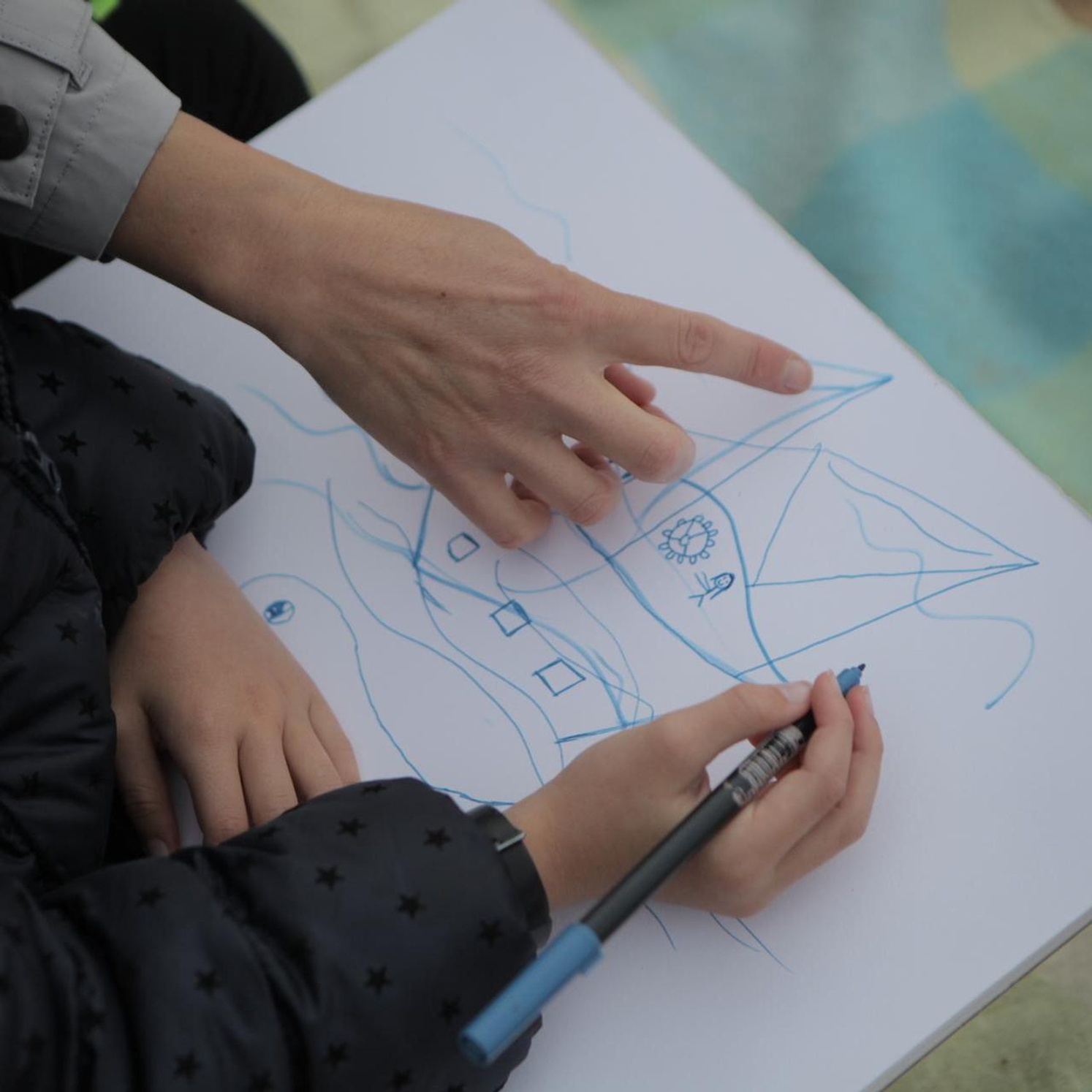 Childs drawing with hands