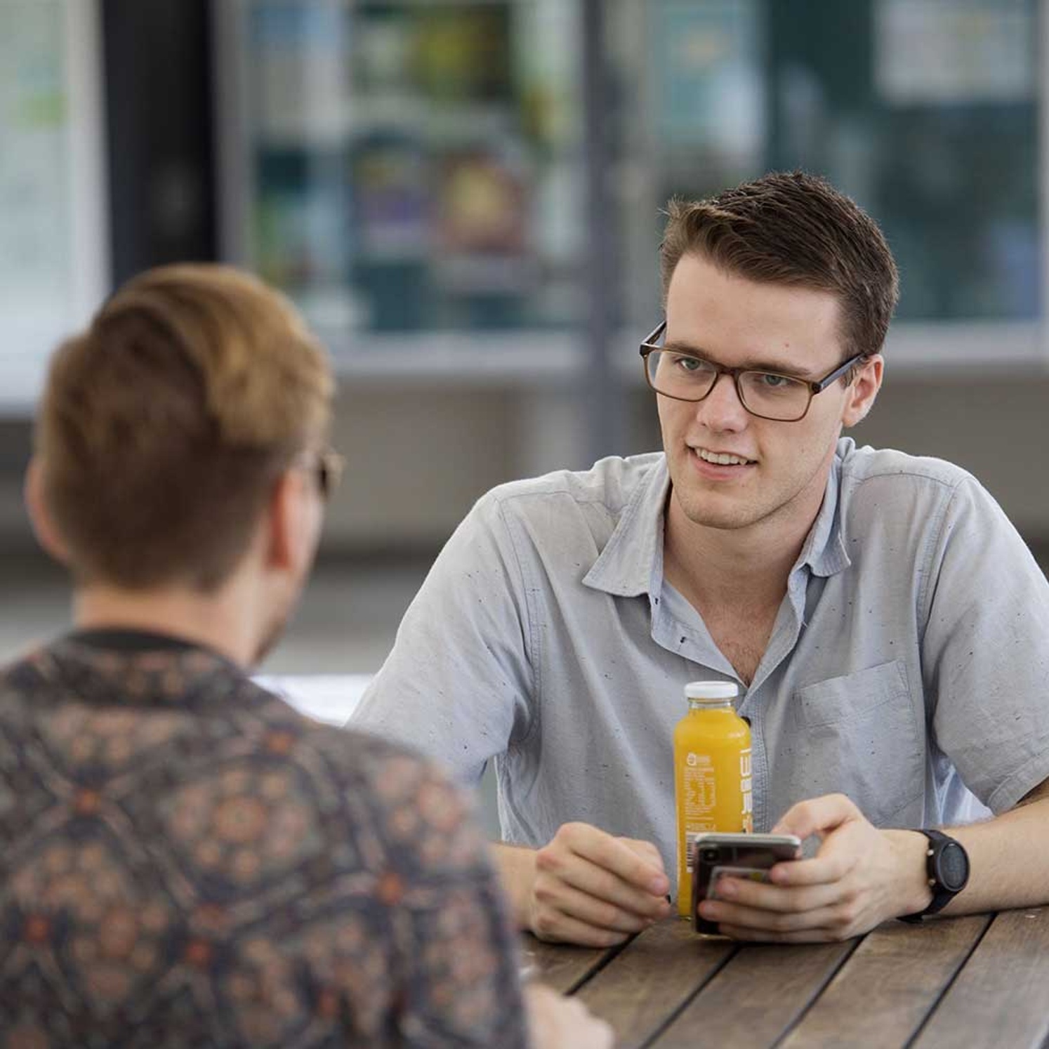 two people chatting