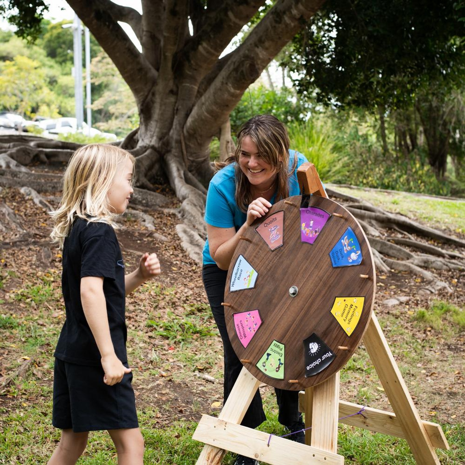 A student and teacher at the living school