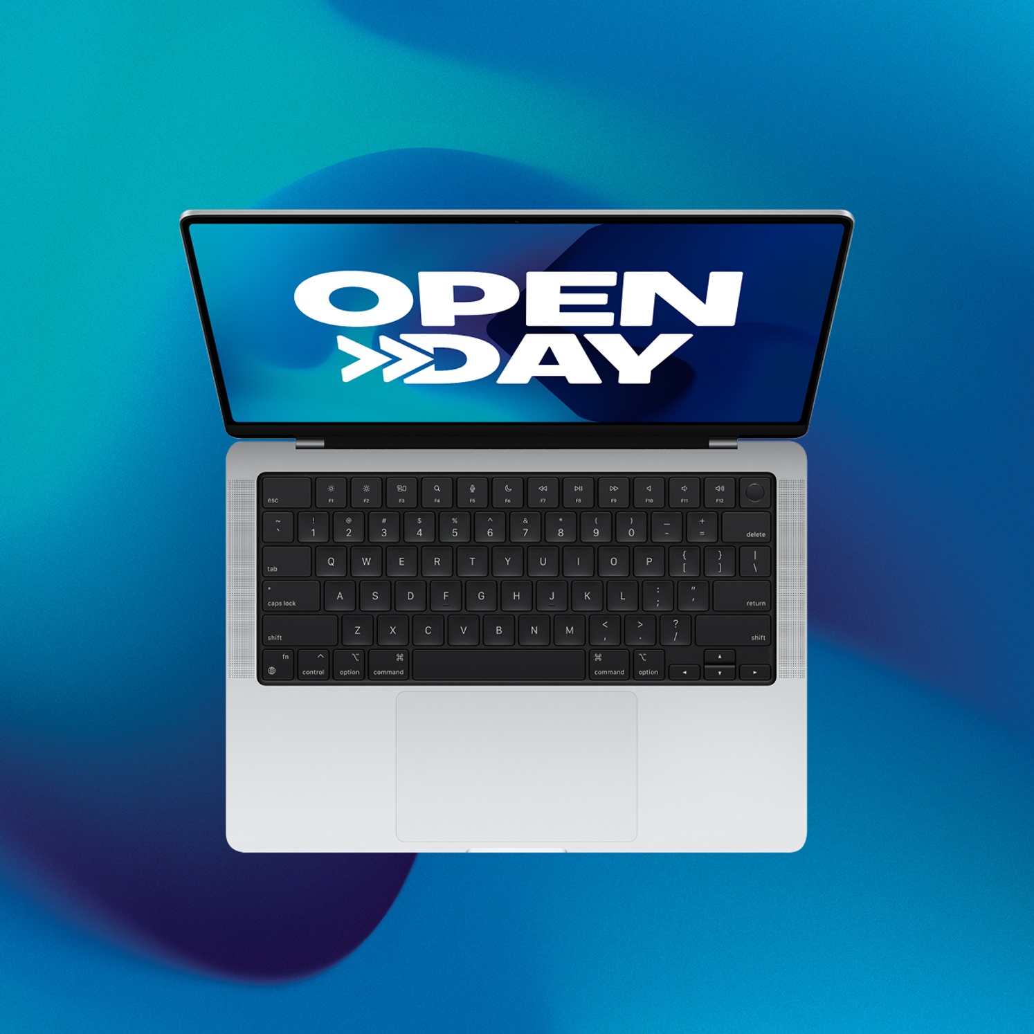 Apple MacBook Pro with the screen showing Open Day