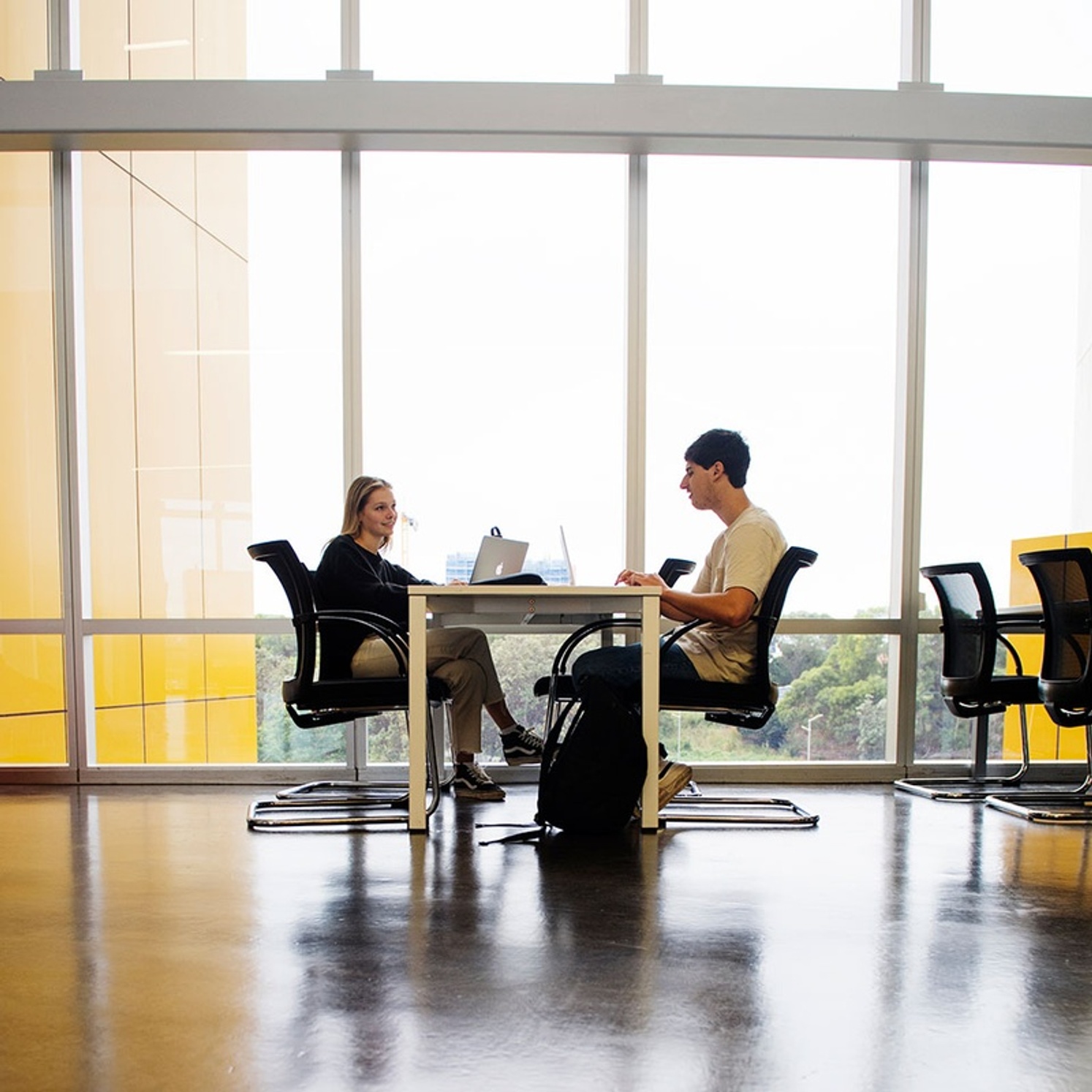 2 students at a desk at the Gold Coast campus