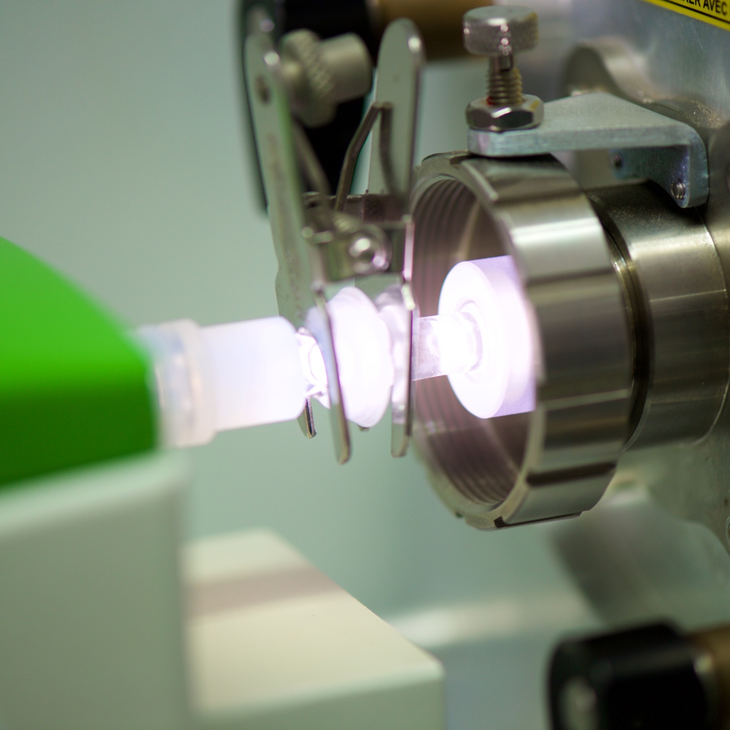 The plasma glow of an inductively coupled plasma mass spectrometer