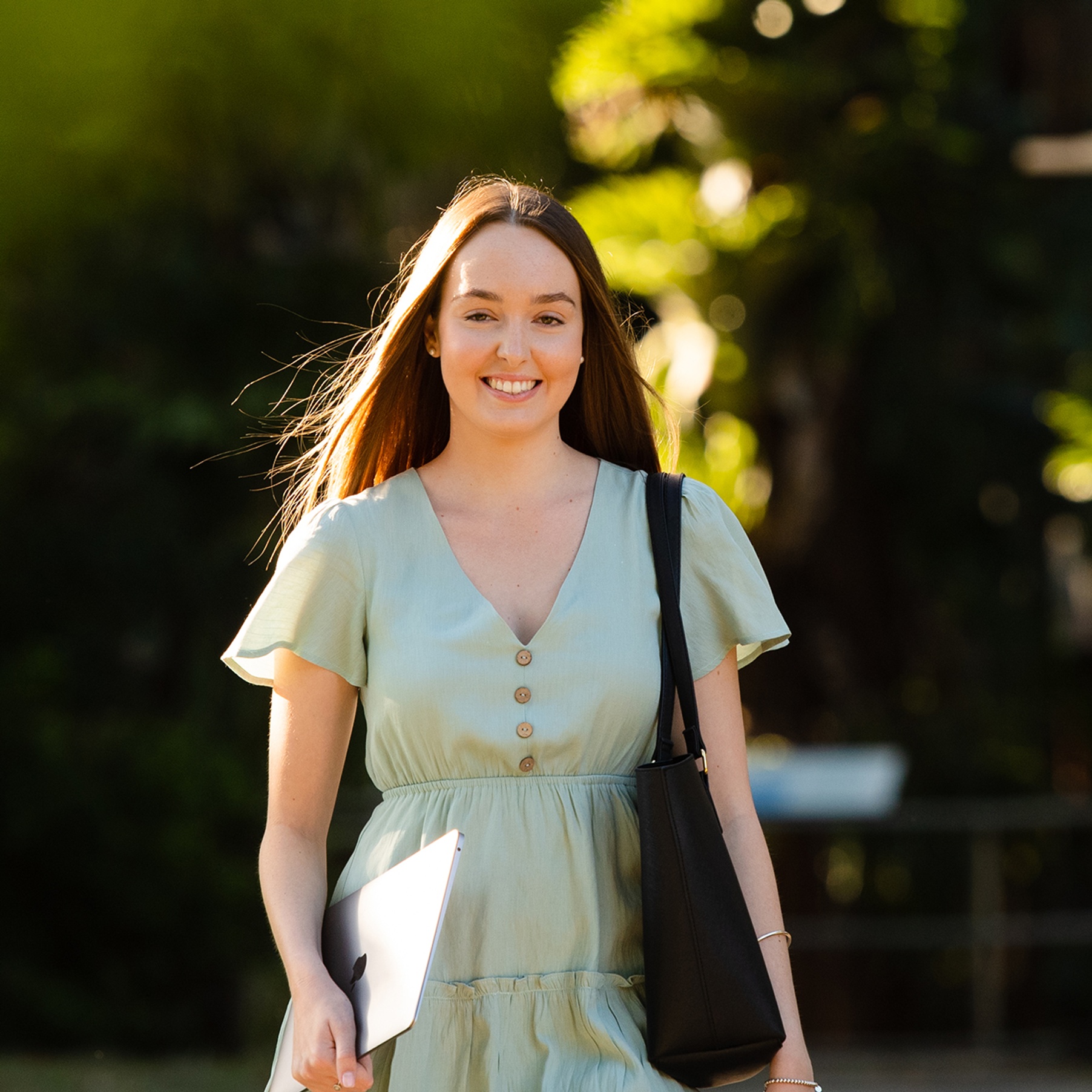 Smiling student with background