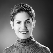 Head and shoulders of Rachel Lynwood - image is black and white