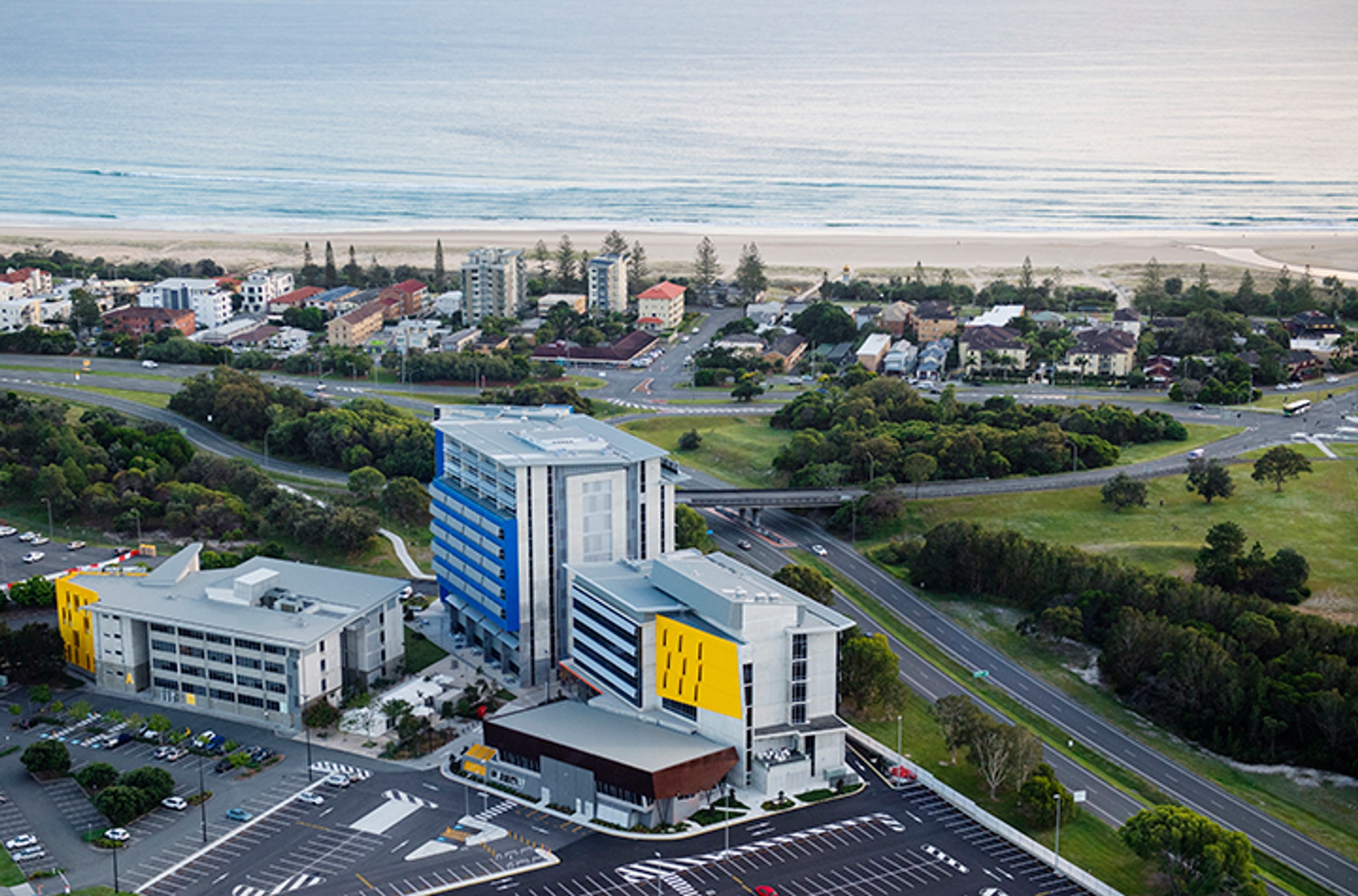 Gold Coast campus aerial overlooking North Kirra beach