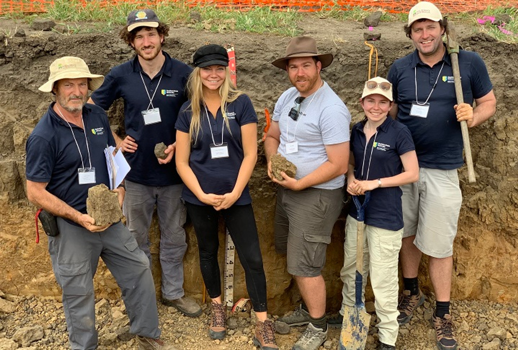 Soil team during the competition. From left Dr John Grant, Luke Danaher, Lisa Henriksen, Tim Field, Christie Magarry and Shannon Waddy.