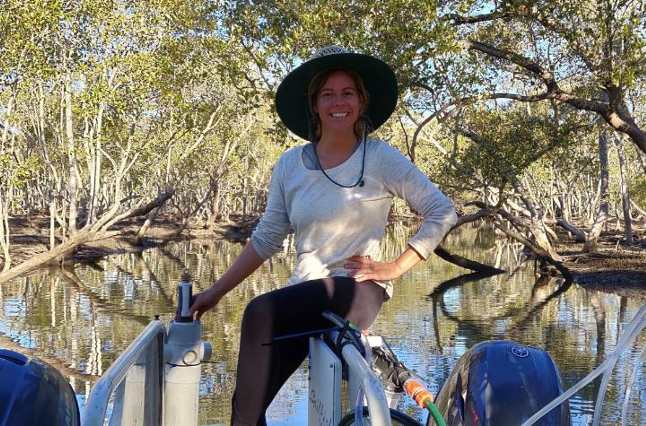 Postdoctoral Research Fellow Judith Rosentreter investigating carbon dioxide and methane emissions from mangrove-dominated estuaries and tidal creeks in Australia