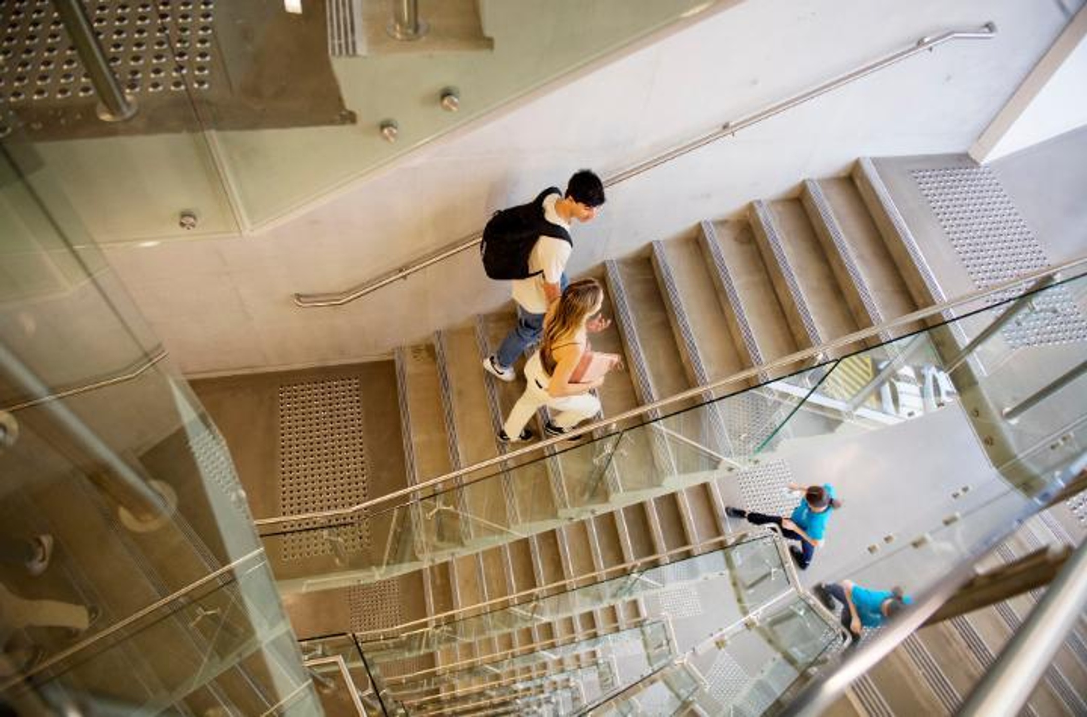 students in stairwell on gold coast campus