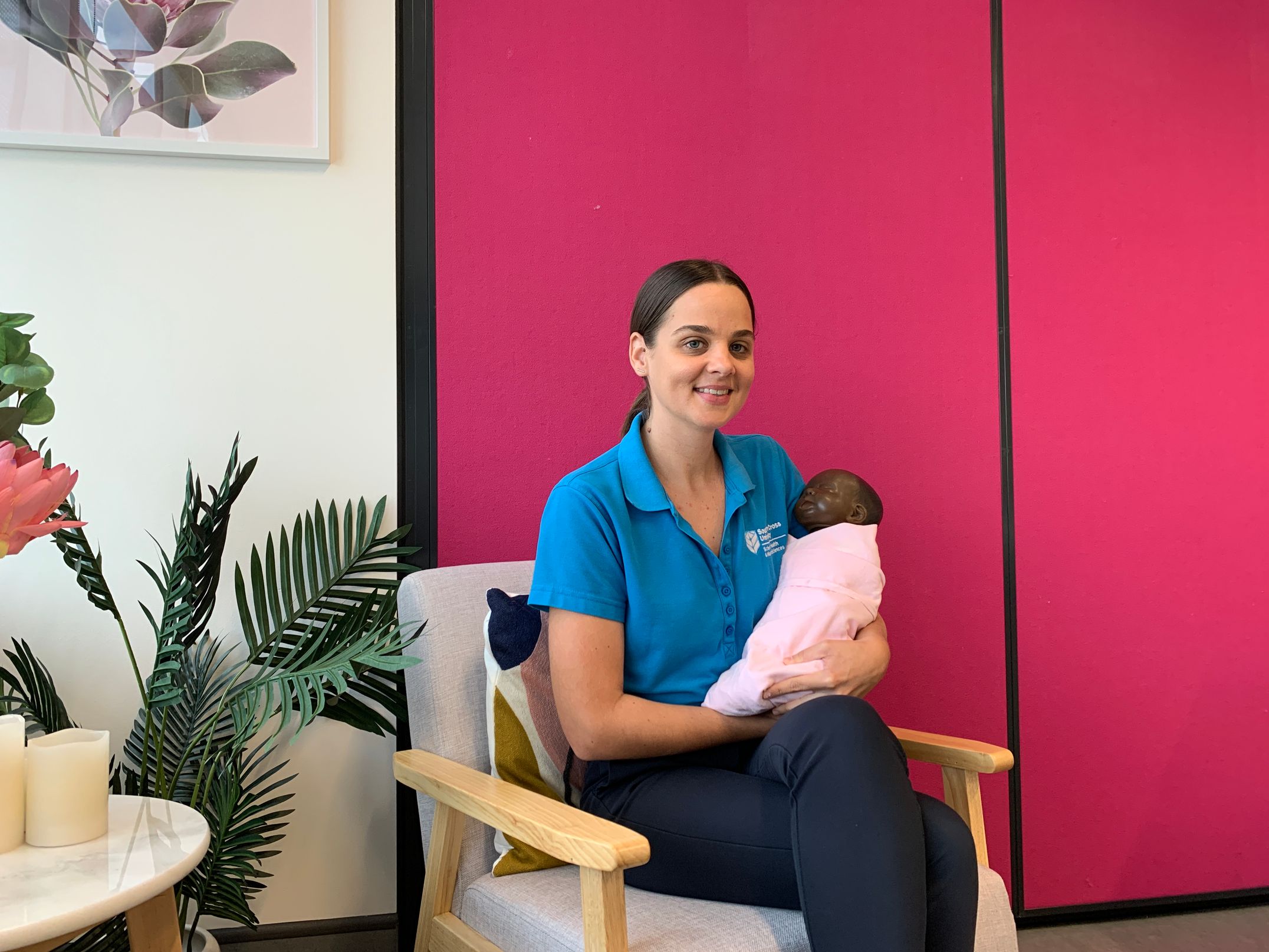 Midwifery student and scholarship recipient Rebecca in the midwifery teaching lab on campus