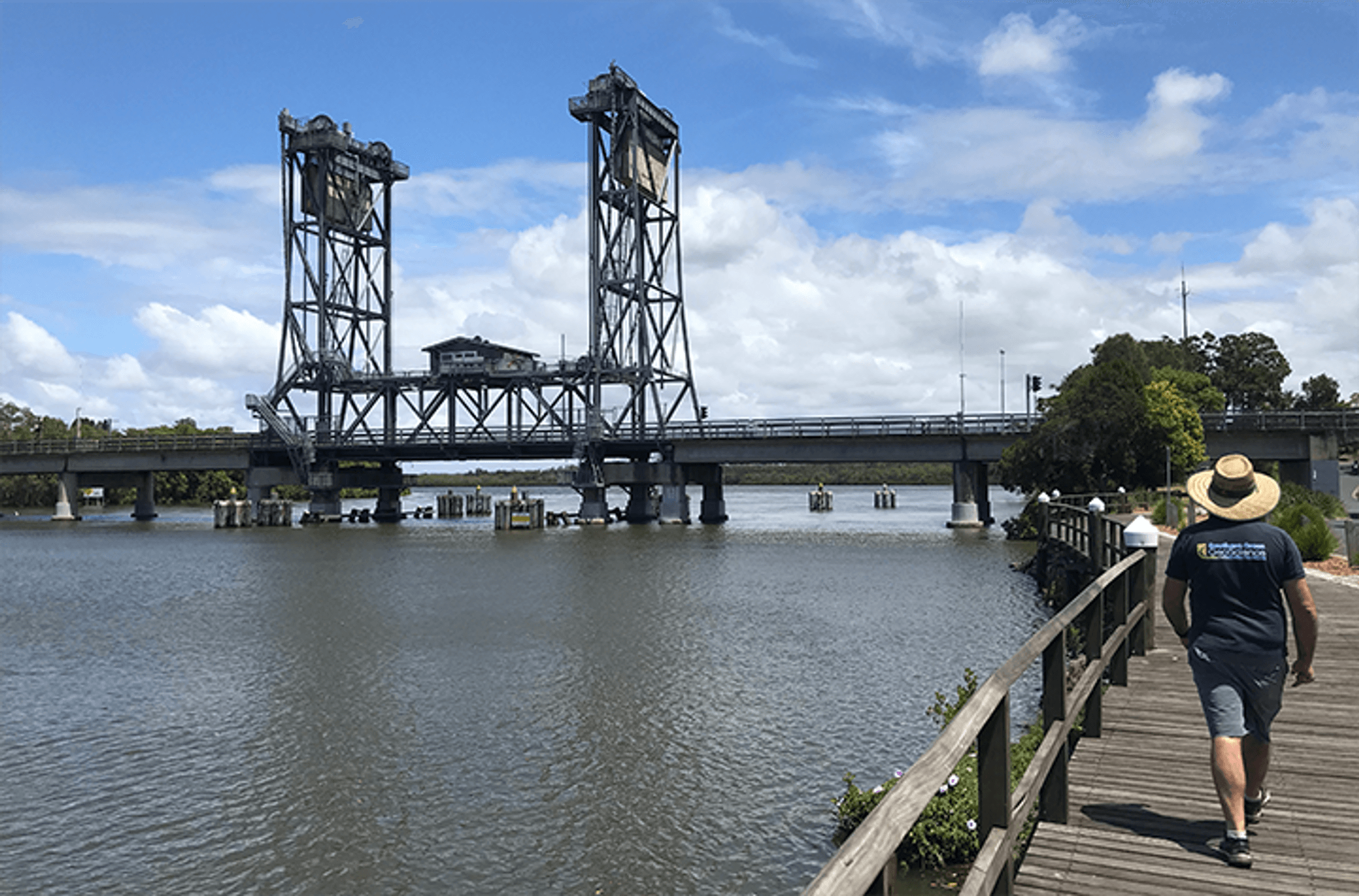 Steel bridge over a large river