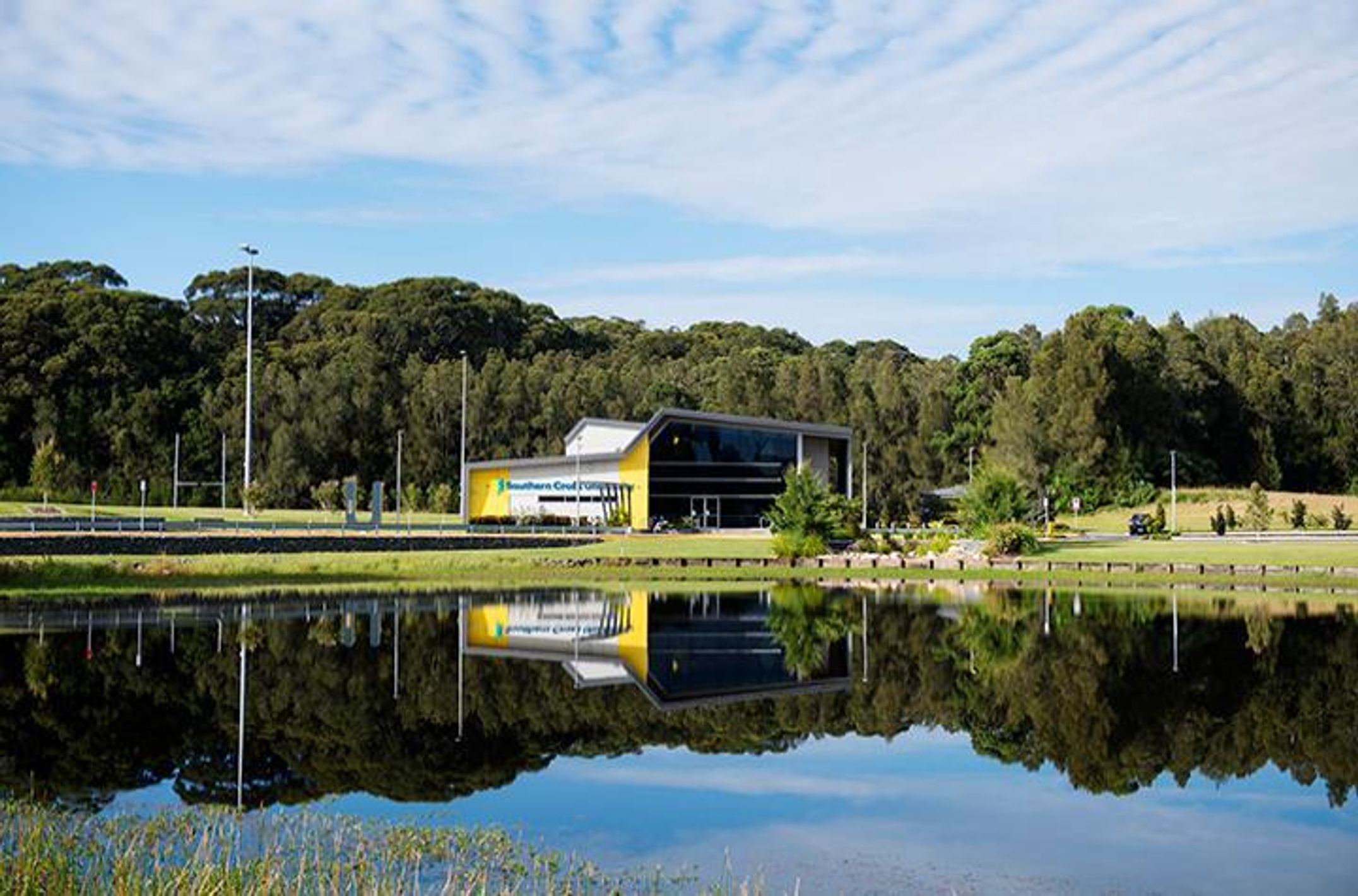 Coffs Harbour campus Health Sciences Building and lake