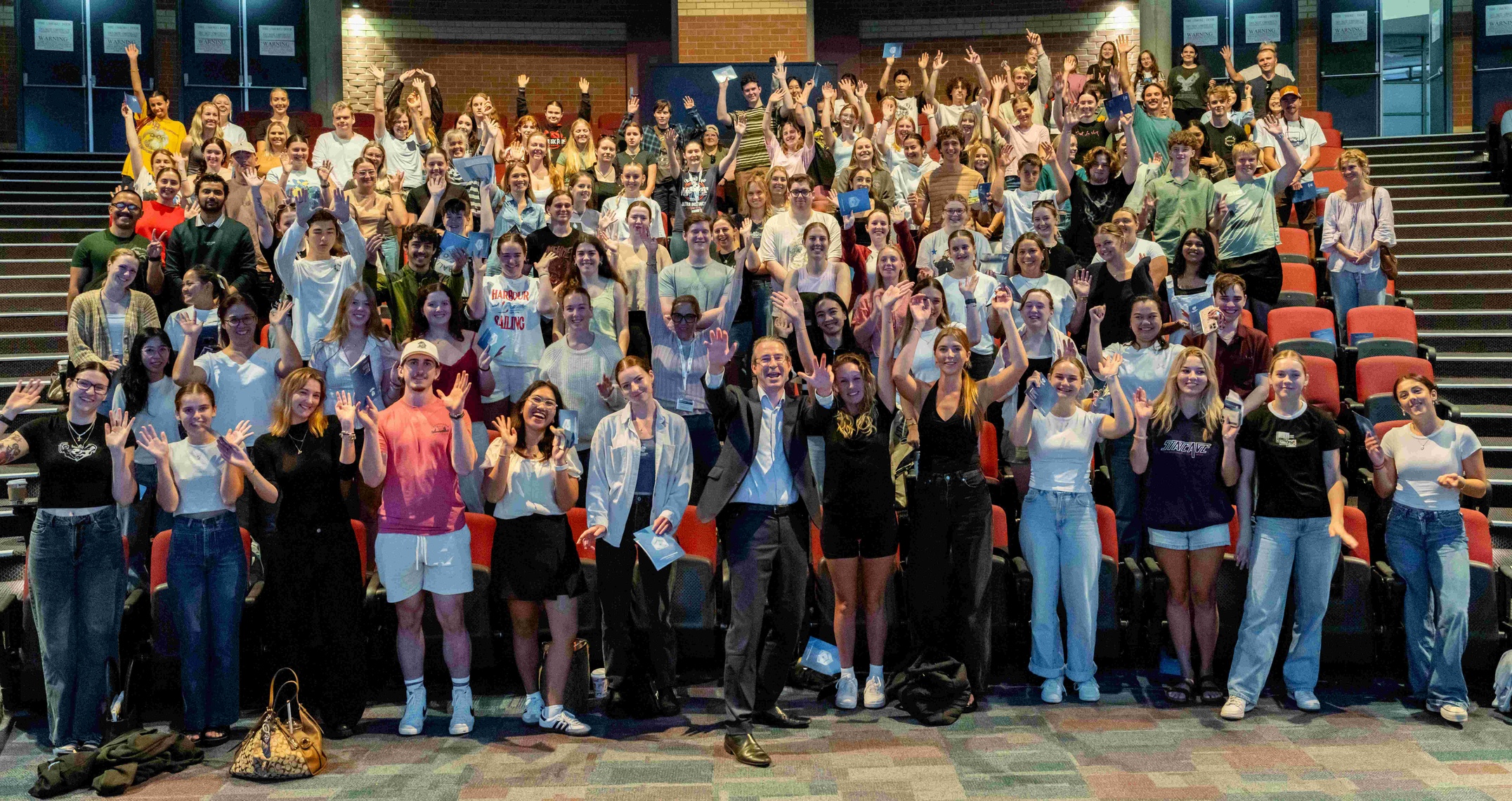 Vice-Chancellor Professor Tyrone Carlin and students at Lismore Orientation