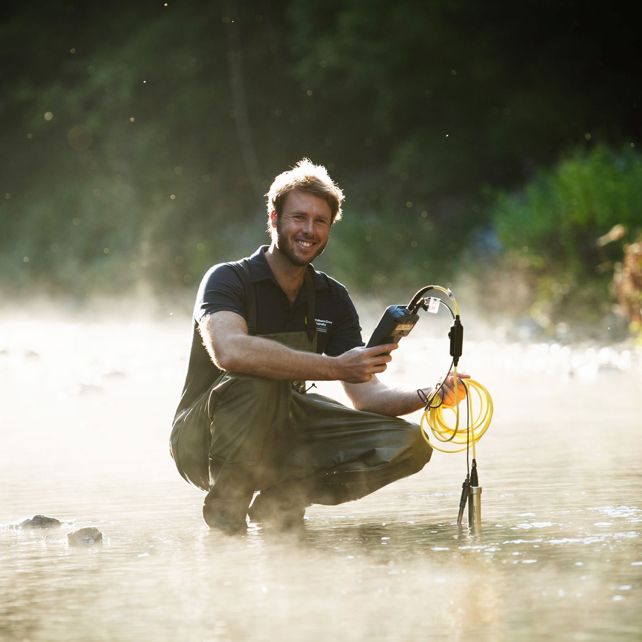 Researcher in river