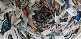 Books and textbooks in a swirl shape