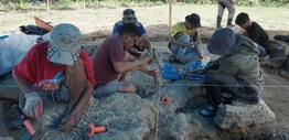 People working at an excavations at Calio in southern Sulawesi, Indonesia