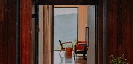 Chair and table in luxury accommodation in the bush