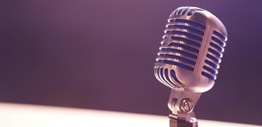 Microphone with purple background