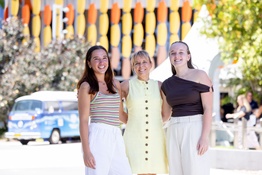 New students Rubi Grogan and Jayla Bartlett with Dean of Health Julie Jomeen