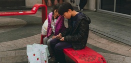 Casual Urban Scene in Seoul with Kids