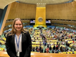 Emily Williams representing Australia at the United Nations Permanent Forum on Indigenous Issues in New York in 2024