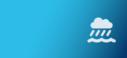icon showing cloud, rain and waves on a blue background