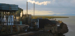 a smelter adjacent to a waterway