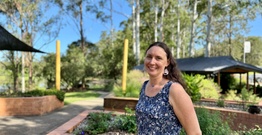 Professor Amie Steel in medicinal herb garden