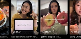 A collage of Chinese looking women on social media platform TikTok