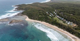 aerial shot of the coastline