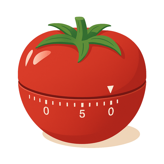 A red timer shaped like a tomato