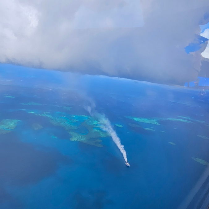 Aerial view from plan of ocean