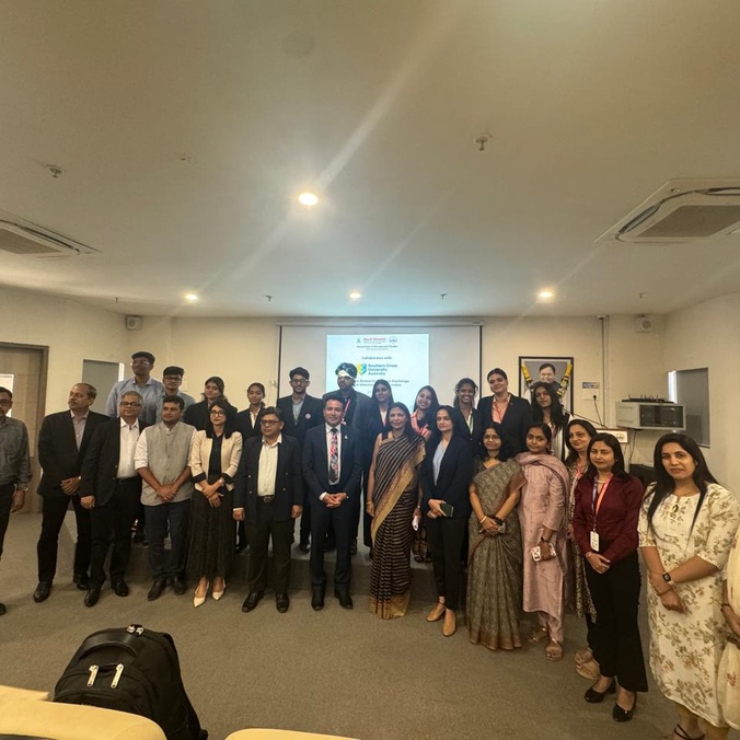 A ceremonial exchange of the Memorandum of Understanding was signed between Southern Cross University and Bharati Vidyapeeth Department of Management Studies, Navi Mumbai on 26th of November 2024