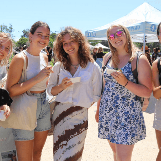 Students standing holding gelato