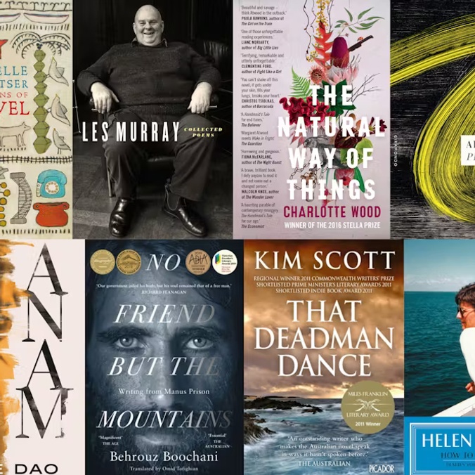 Collage of book covers featured in list of best Australian books of 21st century