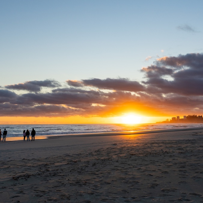 Sunrise with students on the beach