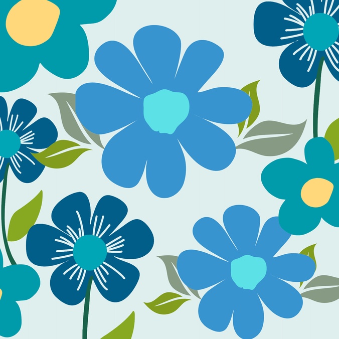 Blue flowers on a light blue background