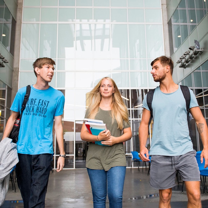 Nicholas Hofman is an international student enrolled in Bachelor of Accounting. Sara Boekle and Alex Reichmann are Study Abroad students