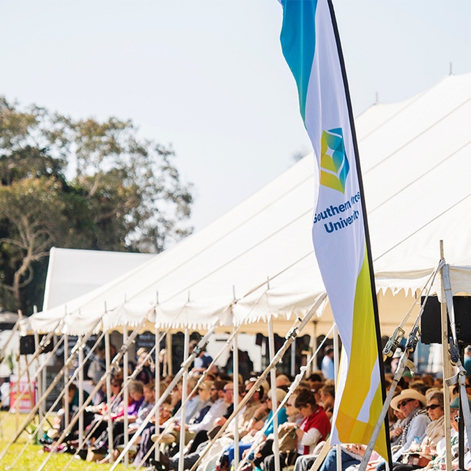 Byron Writers Festival people under tent