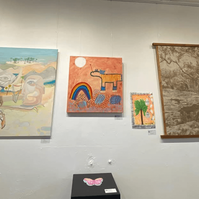Paintings on gallery wall