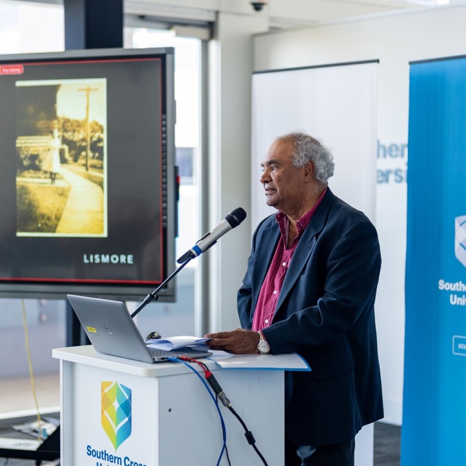 Nephew Rod Williams addresses the Ena Williams Symposium