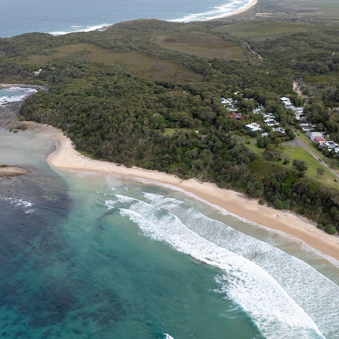 aerial shot of the coastline