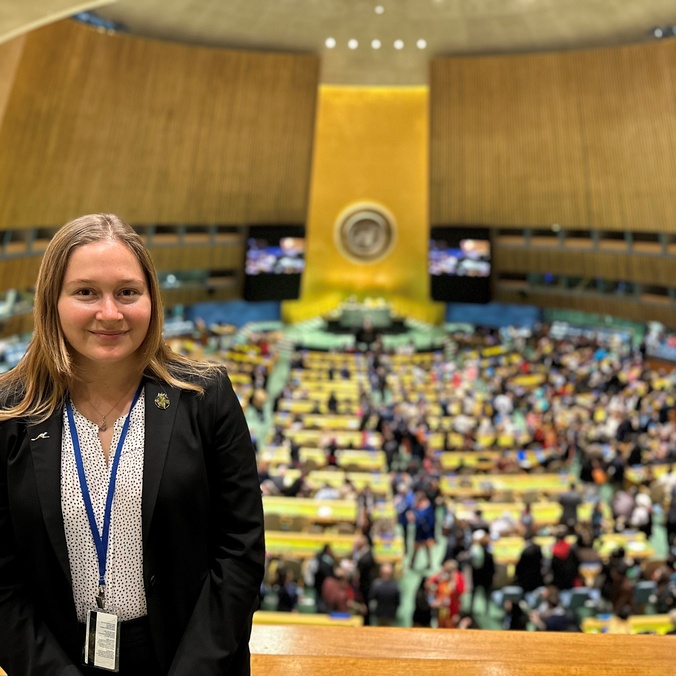 Emily Williams representing Australia at the United Nations Permanent Forum on Indigenous Issues in New York in 2024