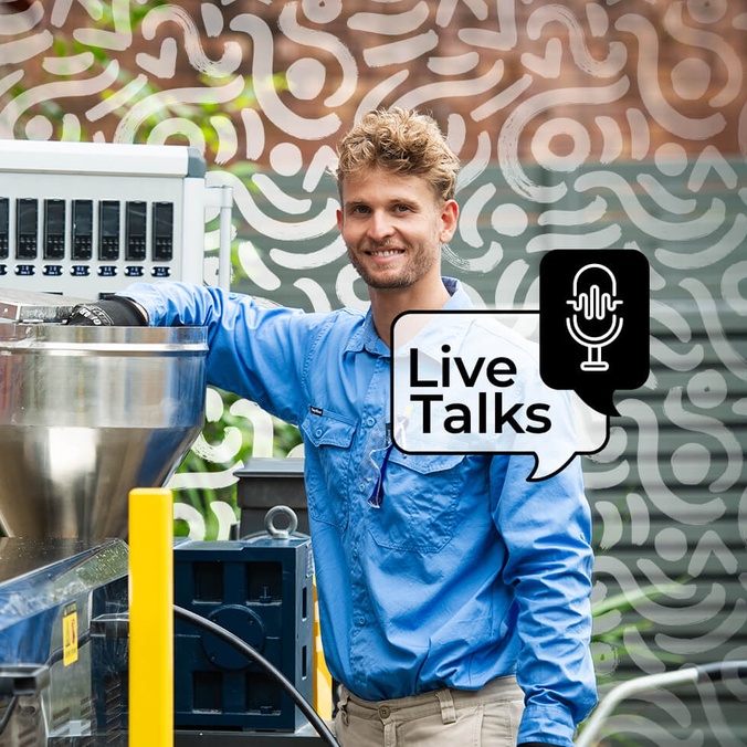 Engineer with the edited background for live talks