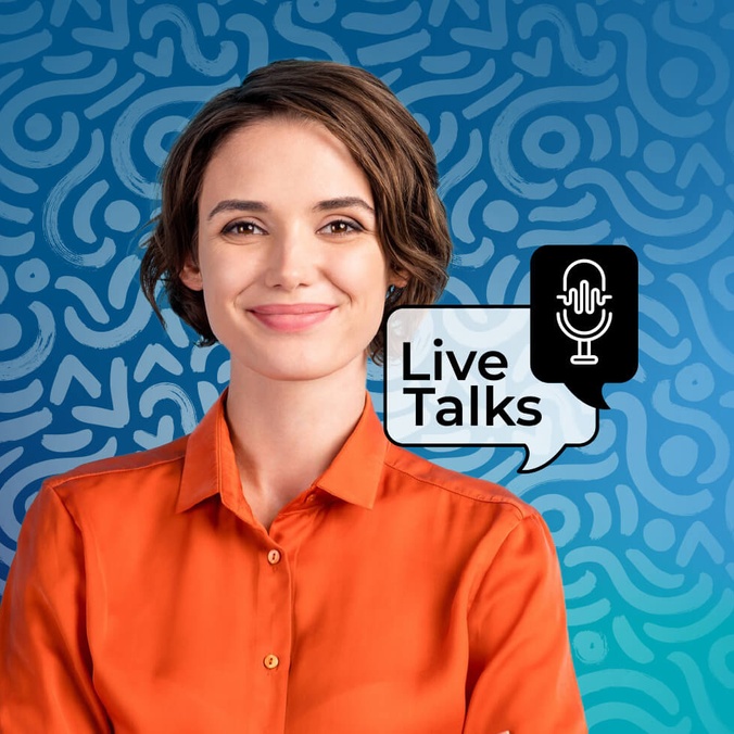 Small business manager with the edited background for live talks