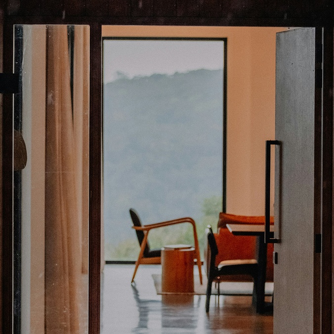 Chair and table in luxury accommodation in the bush