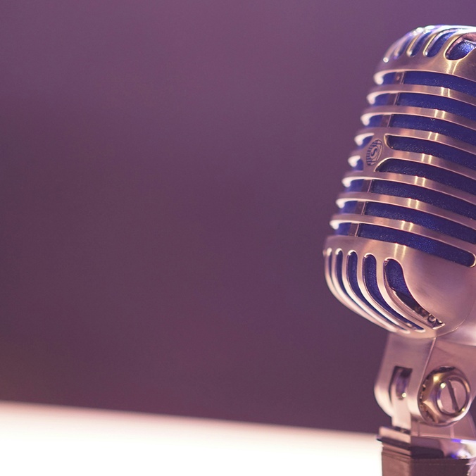 Microphone with purple background
