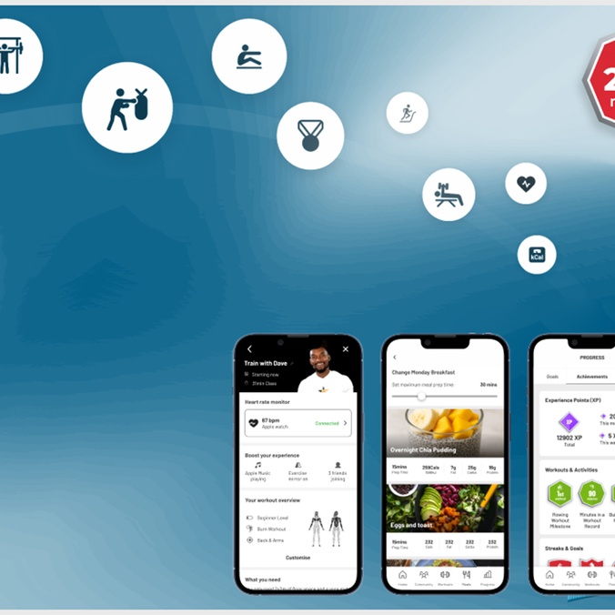 girl exercising looking at phone - screen shots of fitillion app