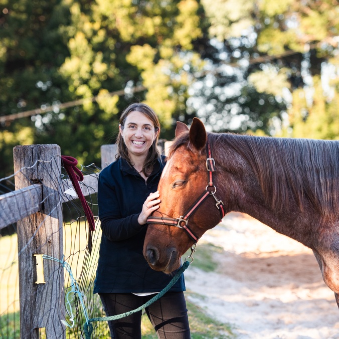Associate Professor Barbara Padalino handling horse at EquiKids