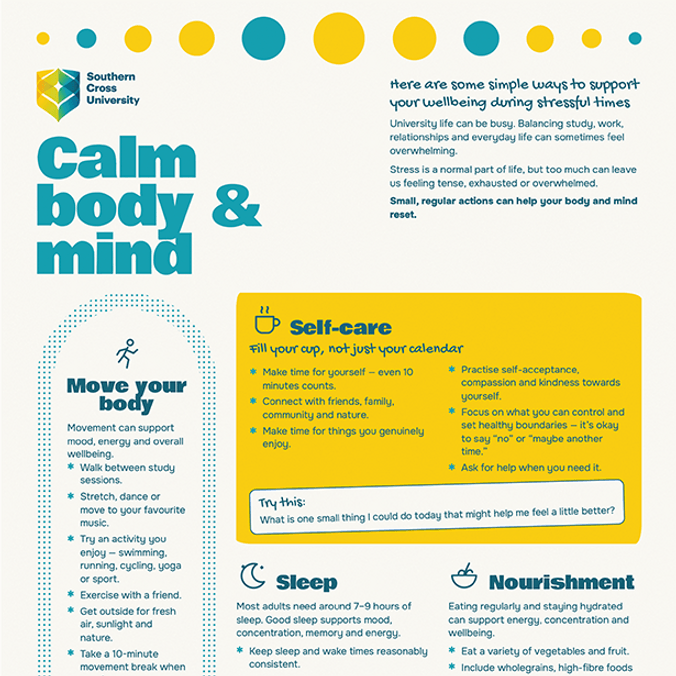 screen shot of calm mind and body resource sheet