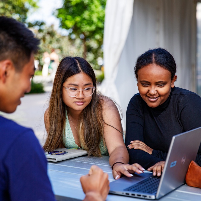 students on a computer